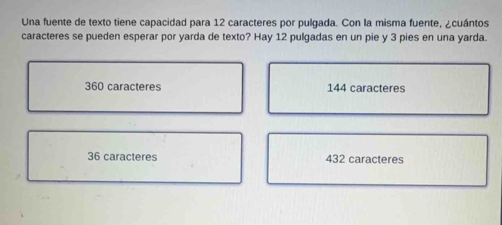 una fuente de texto tiene capacidad para 12 caracteres por pulgada. con…
