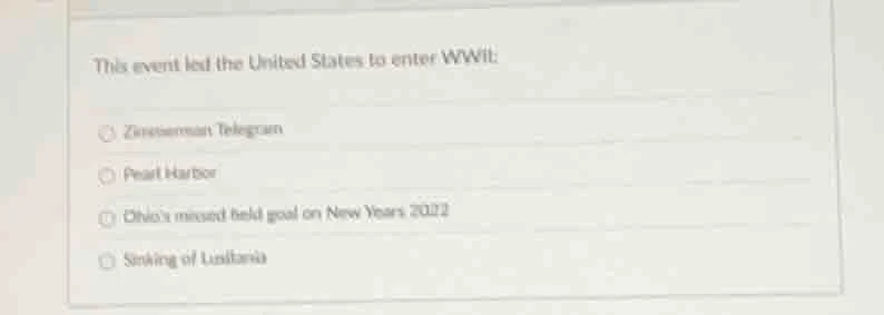 this event led the united states to enter wwii: zimmerman telegram pear…