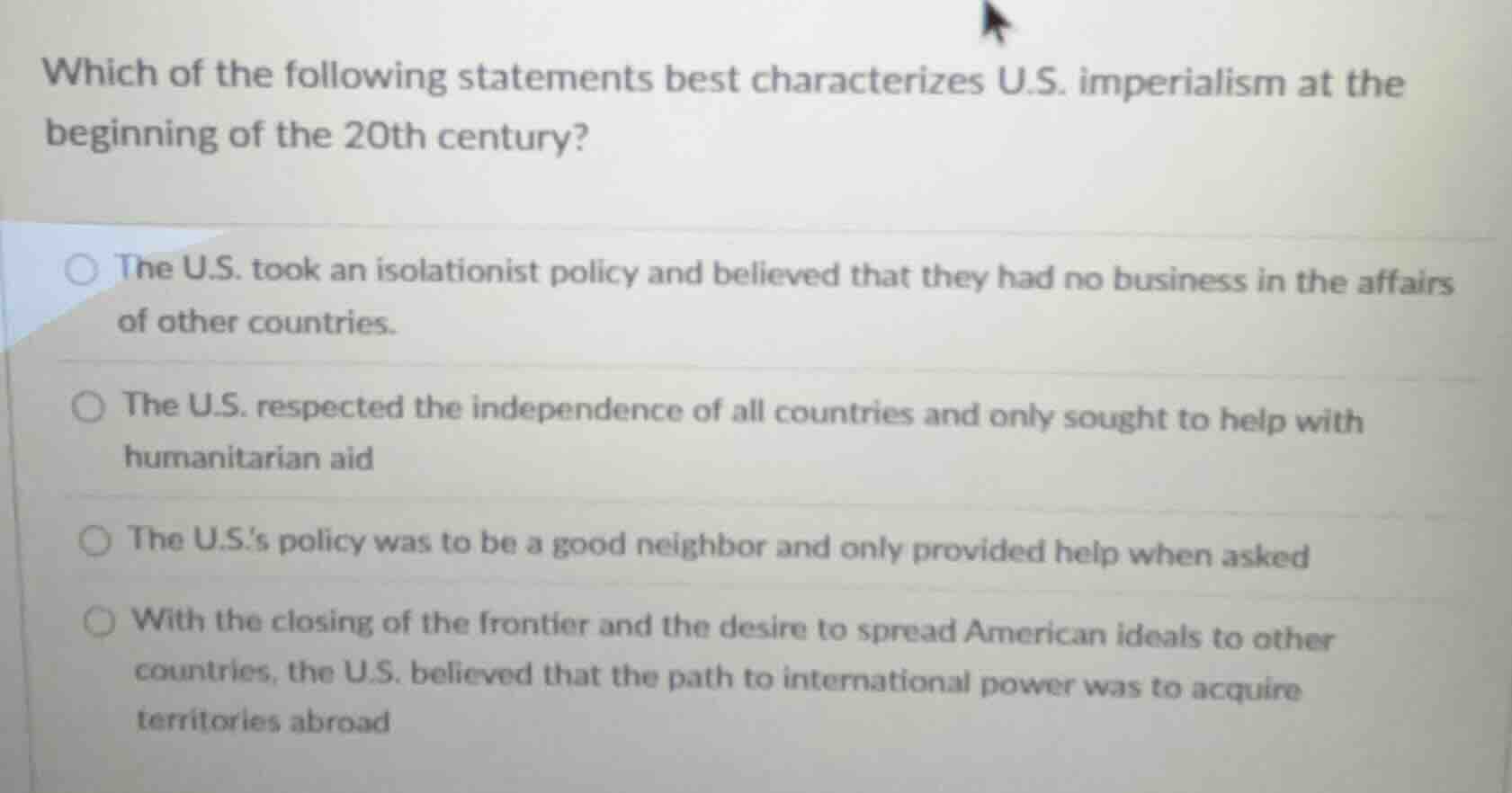 which of the following statements best characterizes u.s. imperialism a…