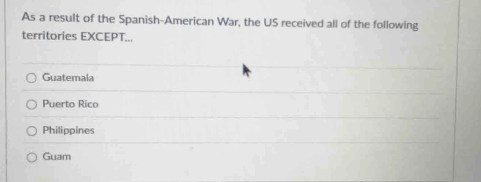 as a result of the spanish-american war, the us received all of the fol…