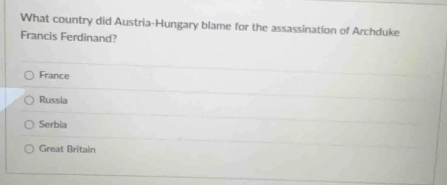 what country did austria-hungary blame for the assassination of archduk…