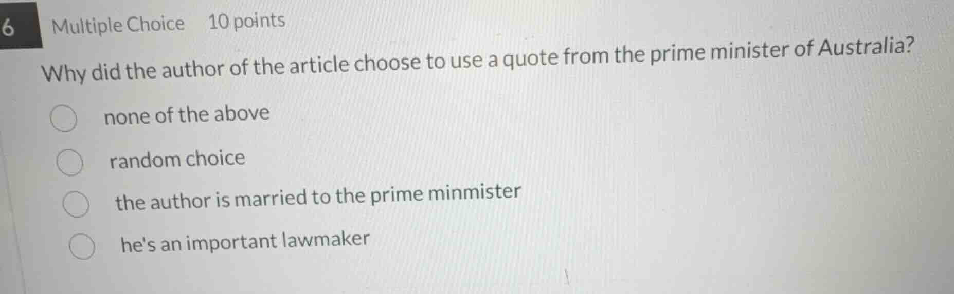 6 multiple choice 10 points why did the author of the article choose to…