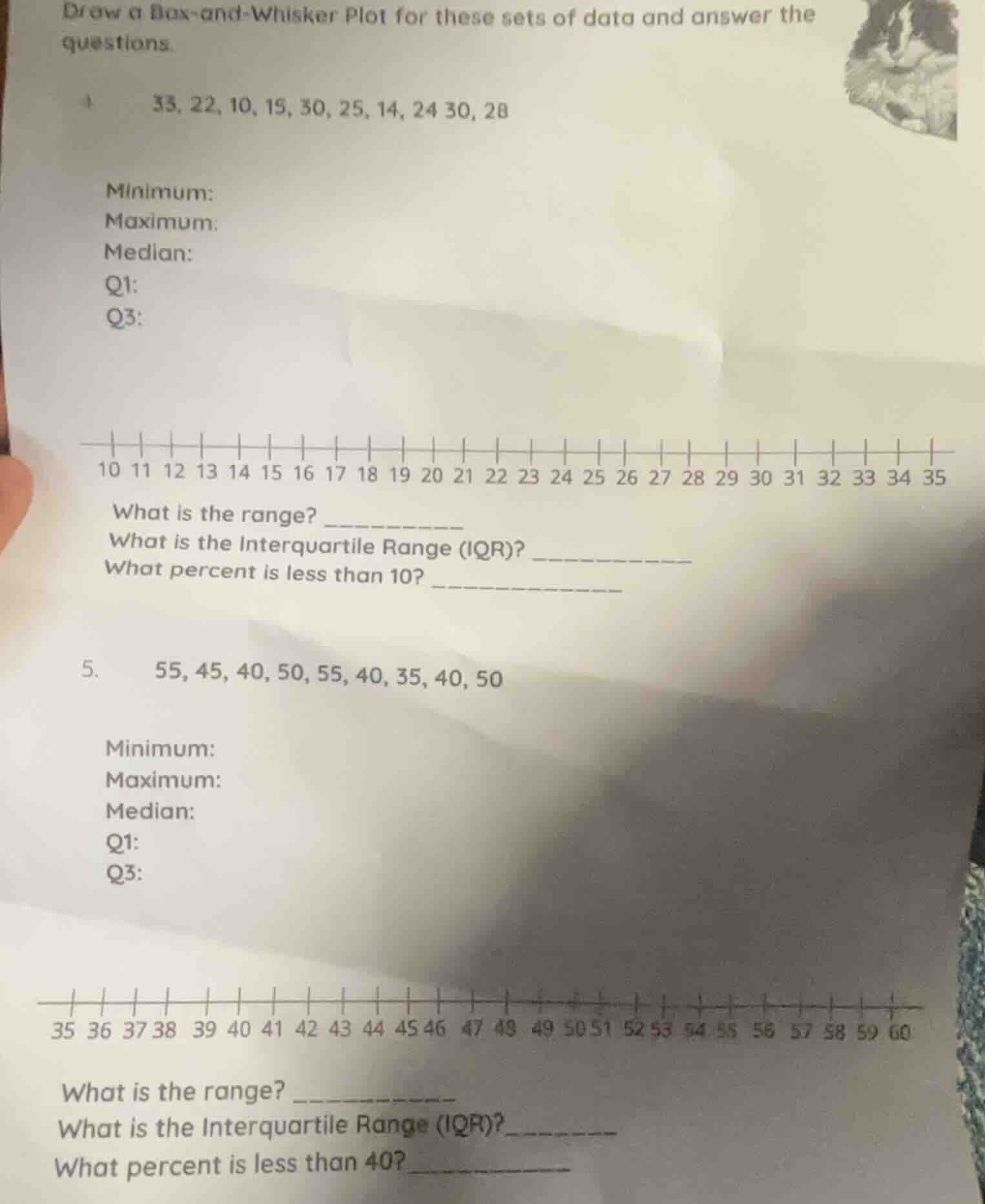 draw a box-and-whisker plot for these sets of data and answer the quest…