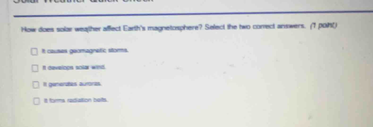 how does solar weather affect earths magnetosphere? select the two corr…