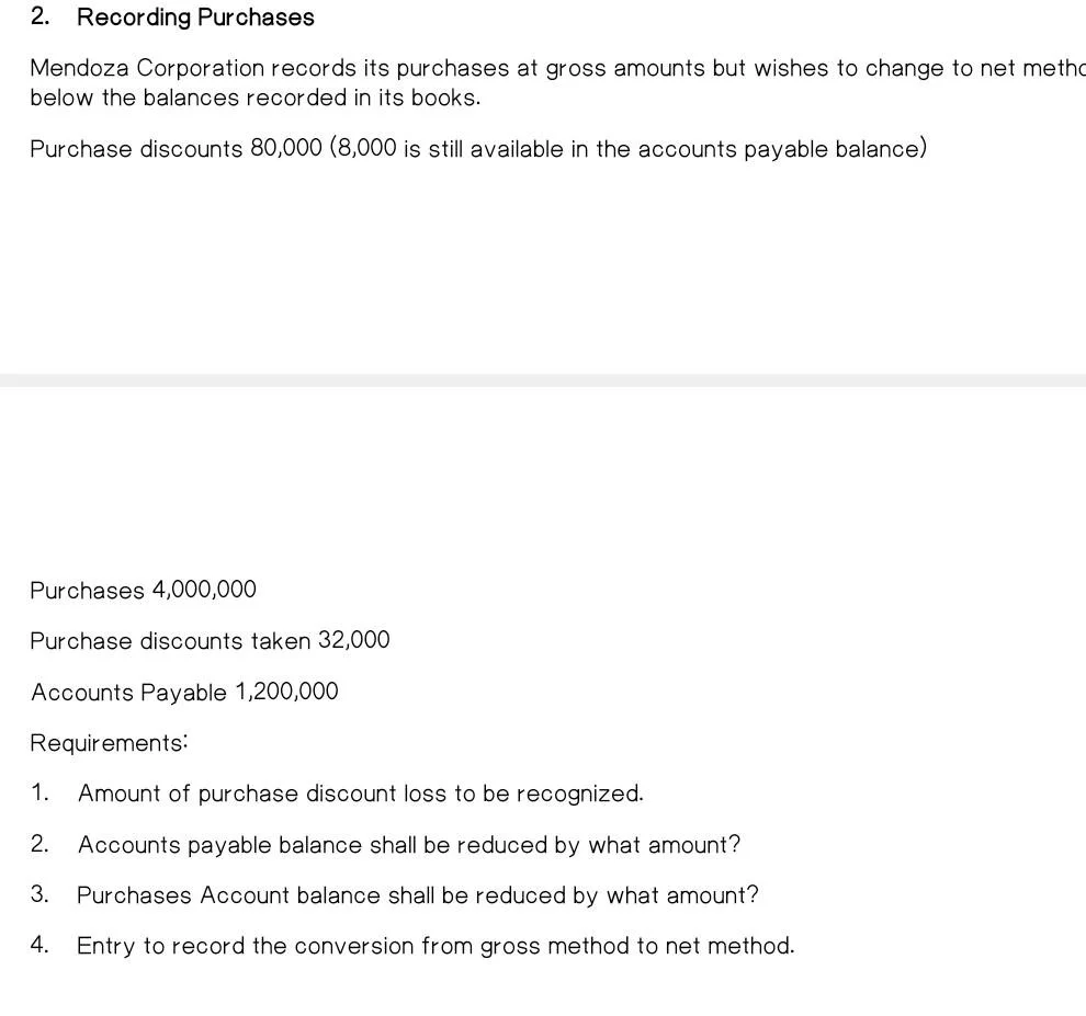 2. recording purchases mendoza corporation records its purchases at gro…