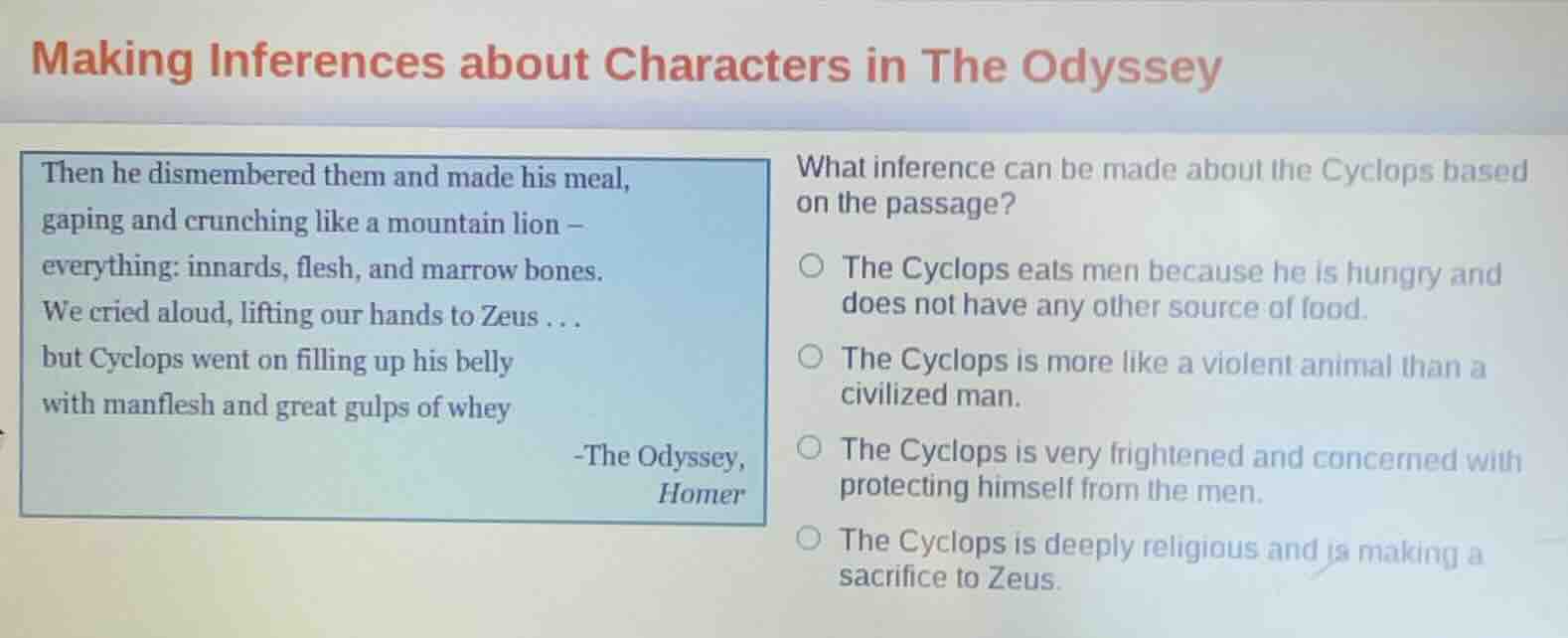 making inferences about characters in the odyssey then he dismembered t…