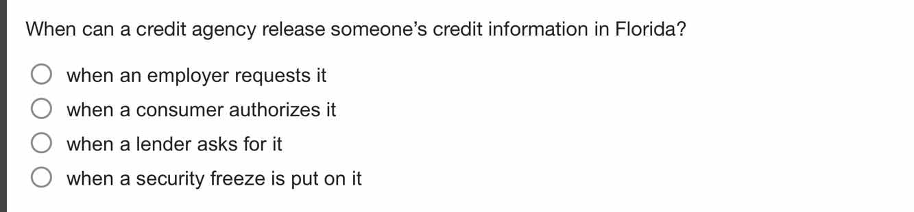 when can a credit agency release someone’s credit information in florid…