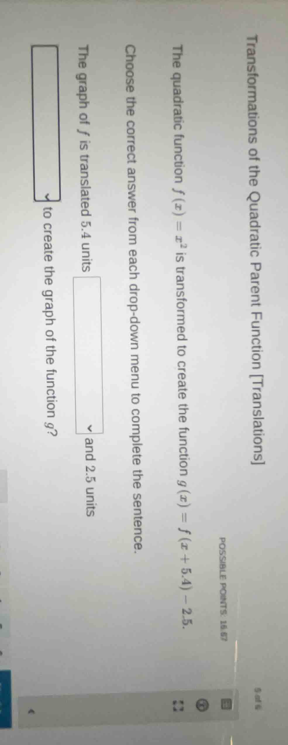 transformations of the quadratic parent function translations possible …