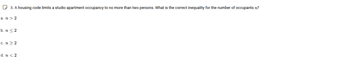 3. a housing code limits a studio apartment occupancy to no more than t…