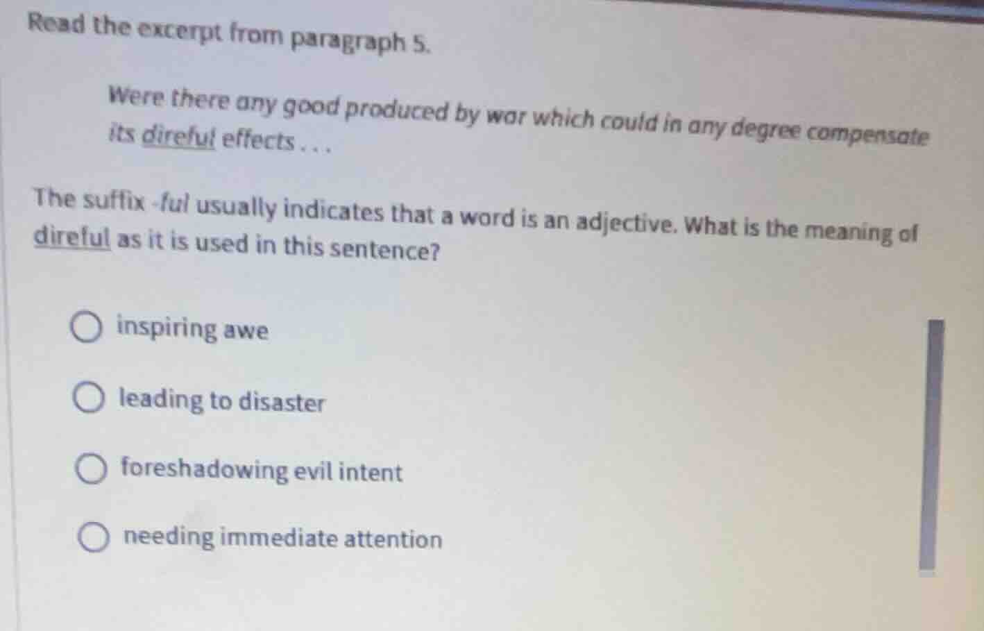 read the excerpt from paragraph 5. were there any good produced by war …