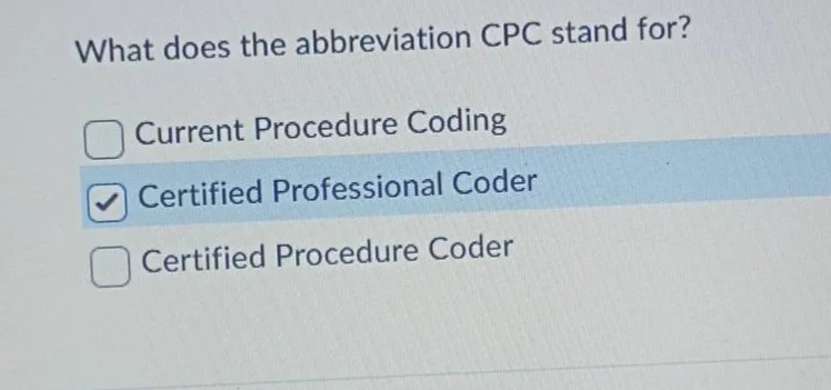 what does the abbreviation cpc stand for? current procedure coding cert…