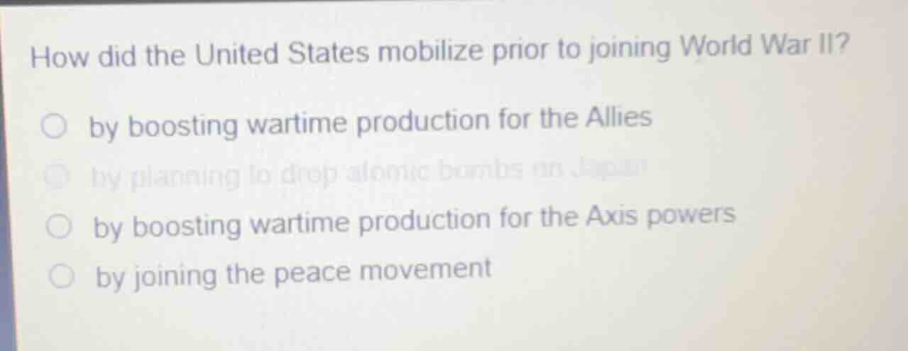 how did the united states mobilize prior to joining world war ii? ○ by …