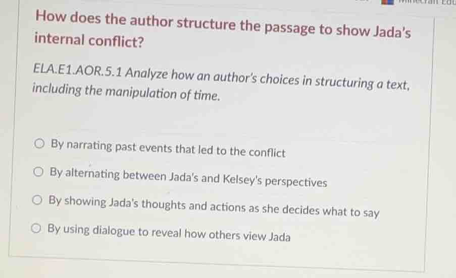 how does the author structure the passage to show jada’s internal confl…