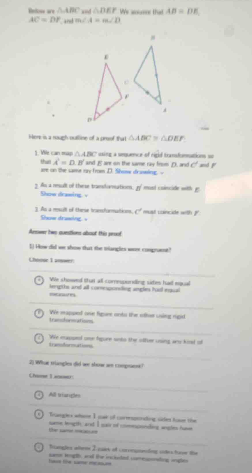 below are $\\triangle abc$ and $\\triangle def$. we assume that $ab = d…