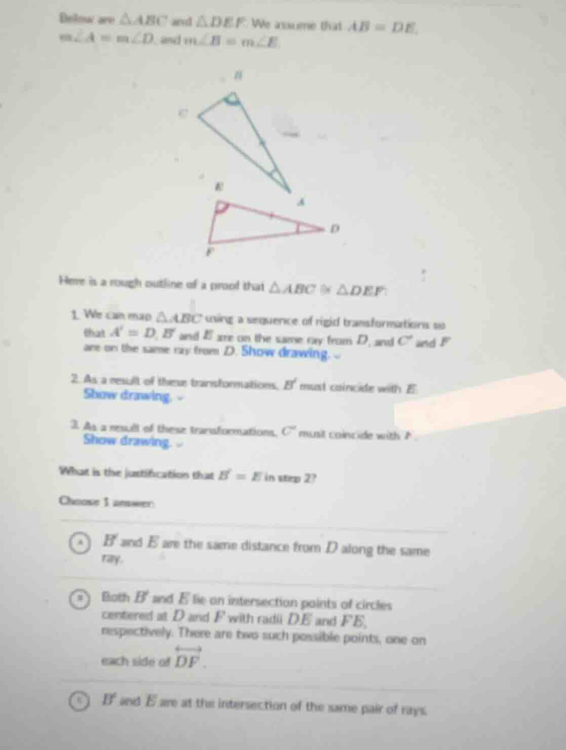 below are $\\triangle abc$ and $\\triangle def$. we assume that $ab = d…
