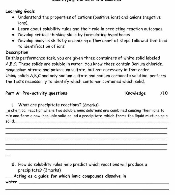 learning goals - understand the properties of cations (positive ions) a…