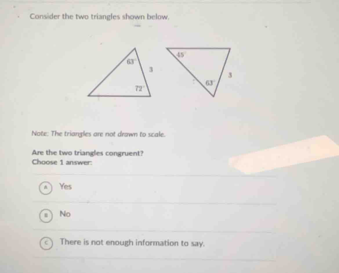 consider the two triangles shown below, (images of two triangles: first…
