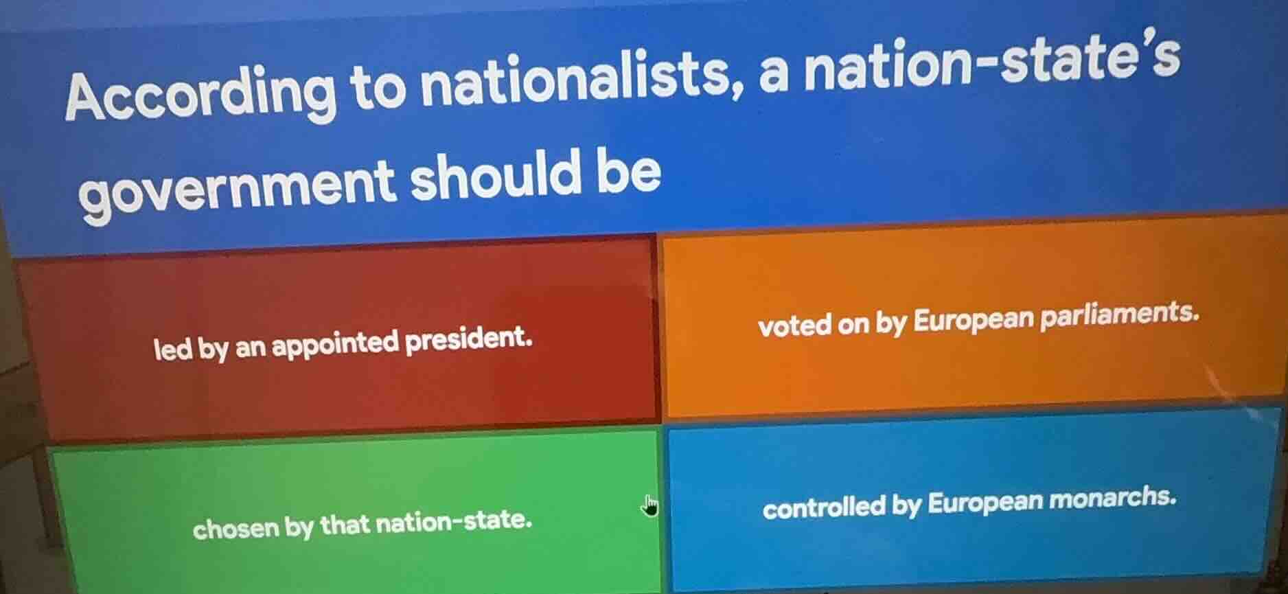 according to nationalists, a nation - state’s government should be led …
