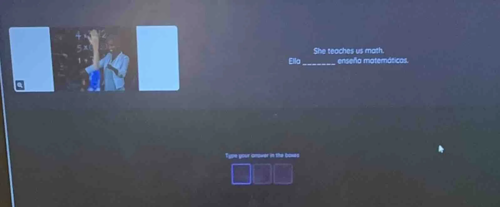 she teaches us math. ella ______ enseña matemáticas. type your answer i…