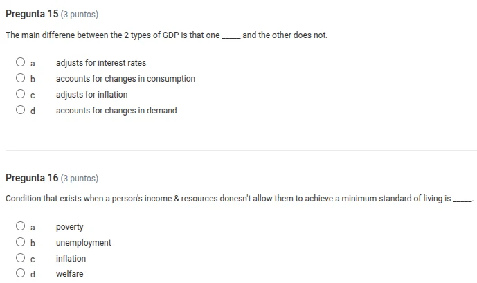 pregunta 15 (3 puntos) the main difference between the 2 types of gdp i…