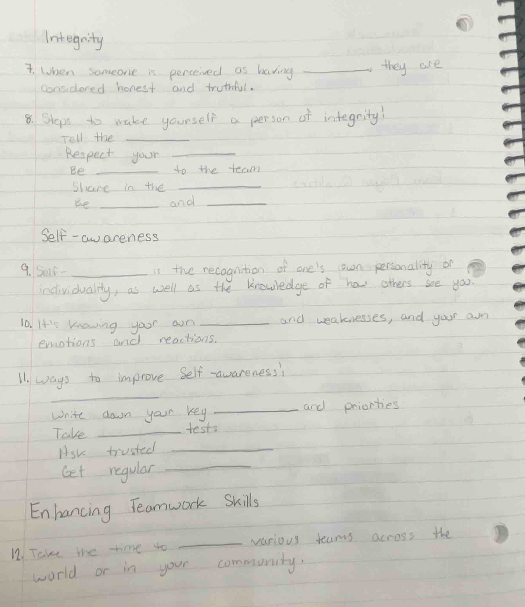 integrity 7. when someone is perceived as having ______, they are consi…