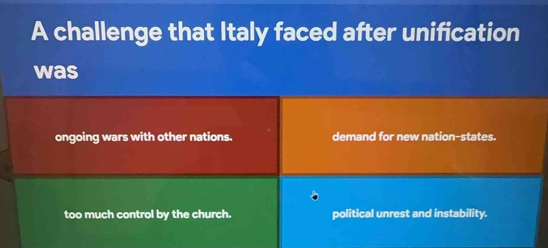 a challenge that italy faced after unification was ongoing wars with ot…