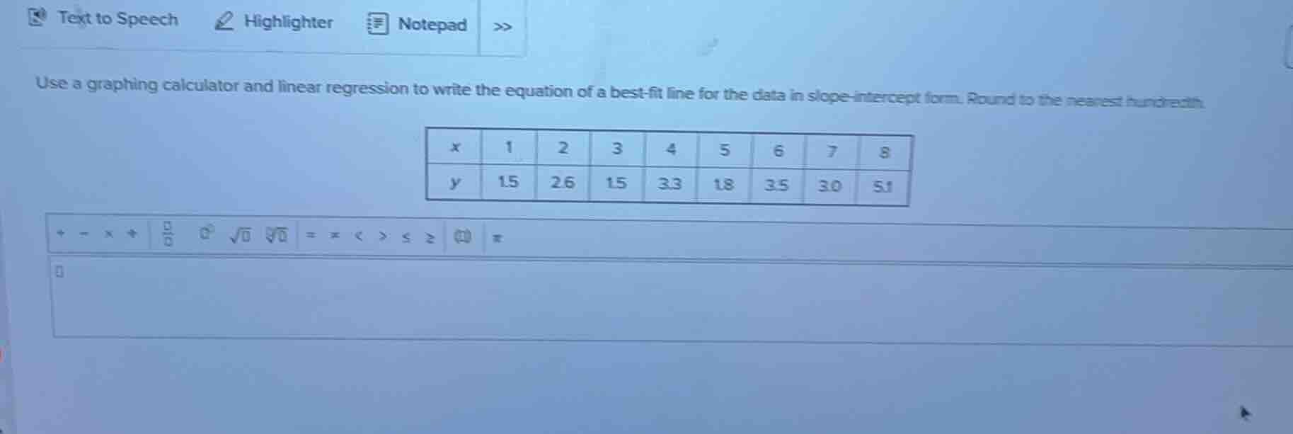 use a graphing calculator and linear regression to write the equation o…