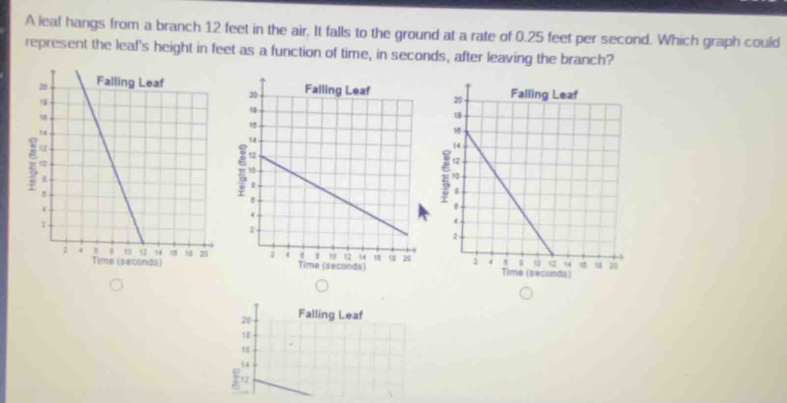 a leaf hangs from a branch 12 feet in the air. it falls to the ground a…