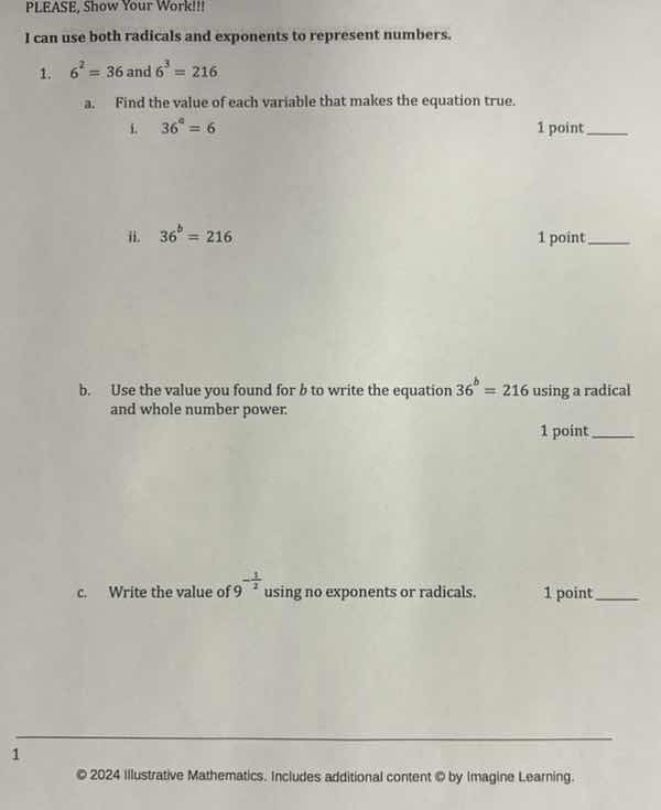 please, show your work!!! i can use both radicals and exponents to repr…