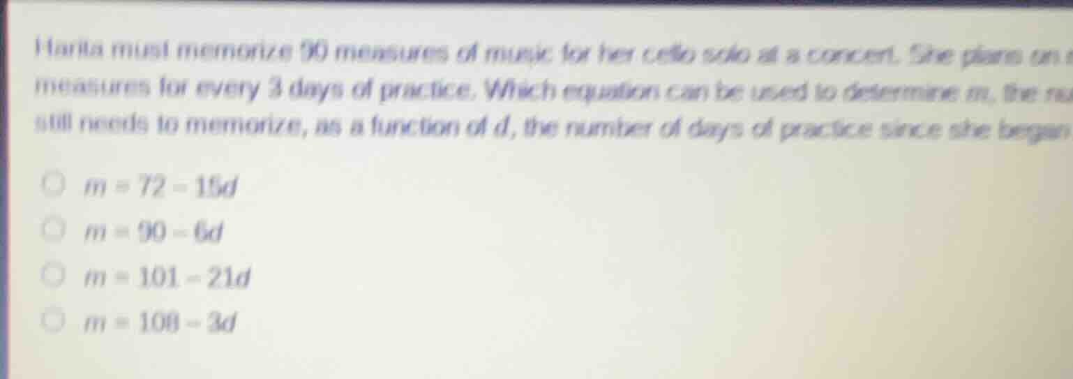 harita must memorize 90 measures of music for her cello solo at a conce…
