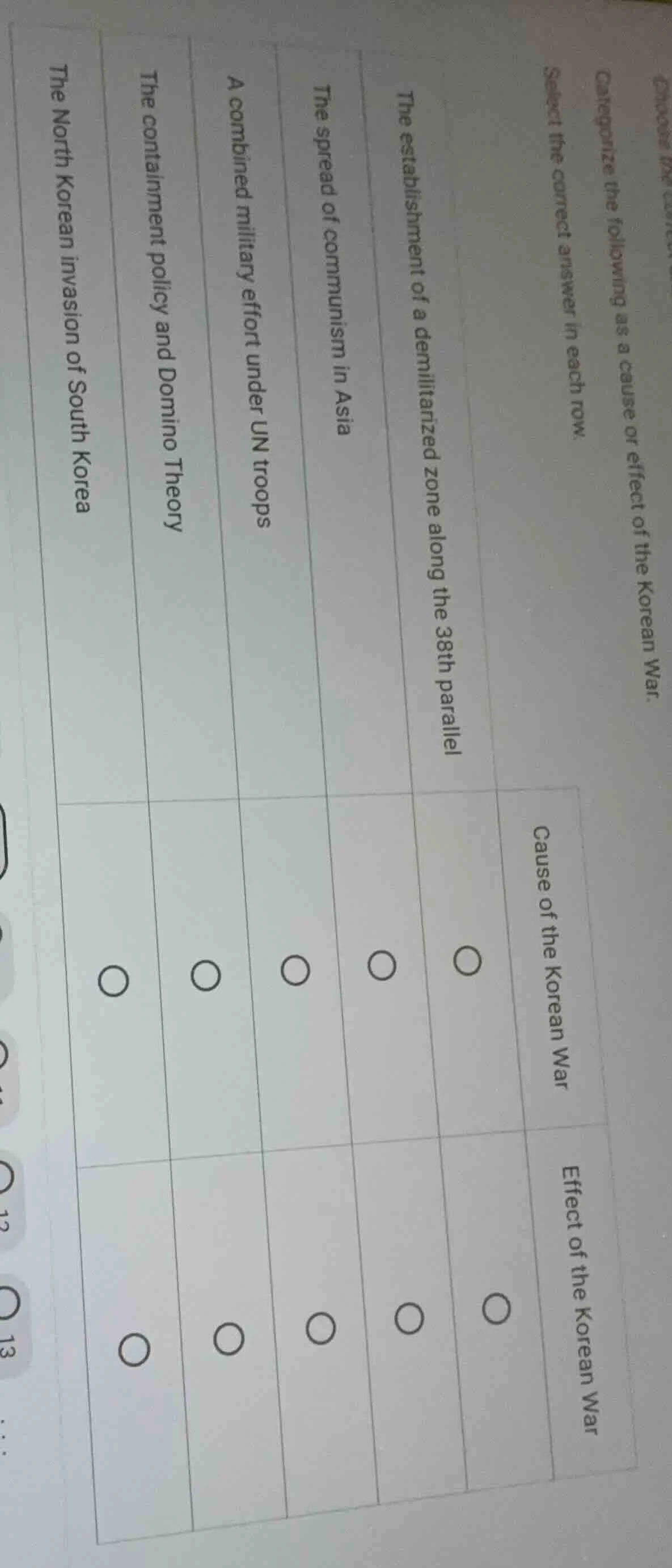 choose the correct... categorize the following as a cause or effect of …