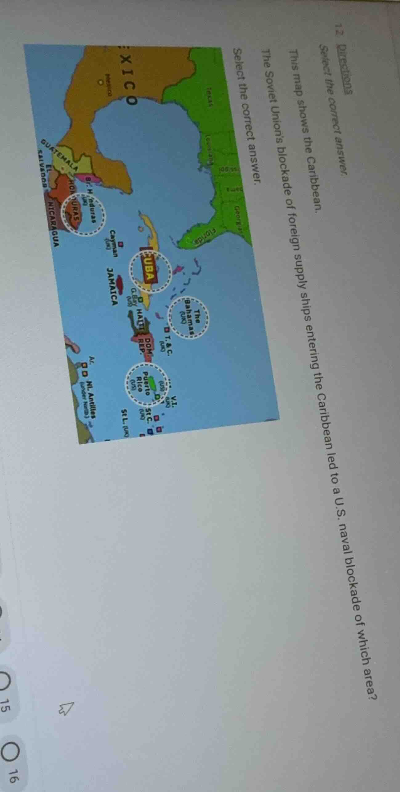 12 directions select the correct answer. this map shows the caribbean. …