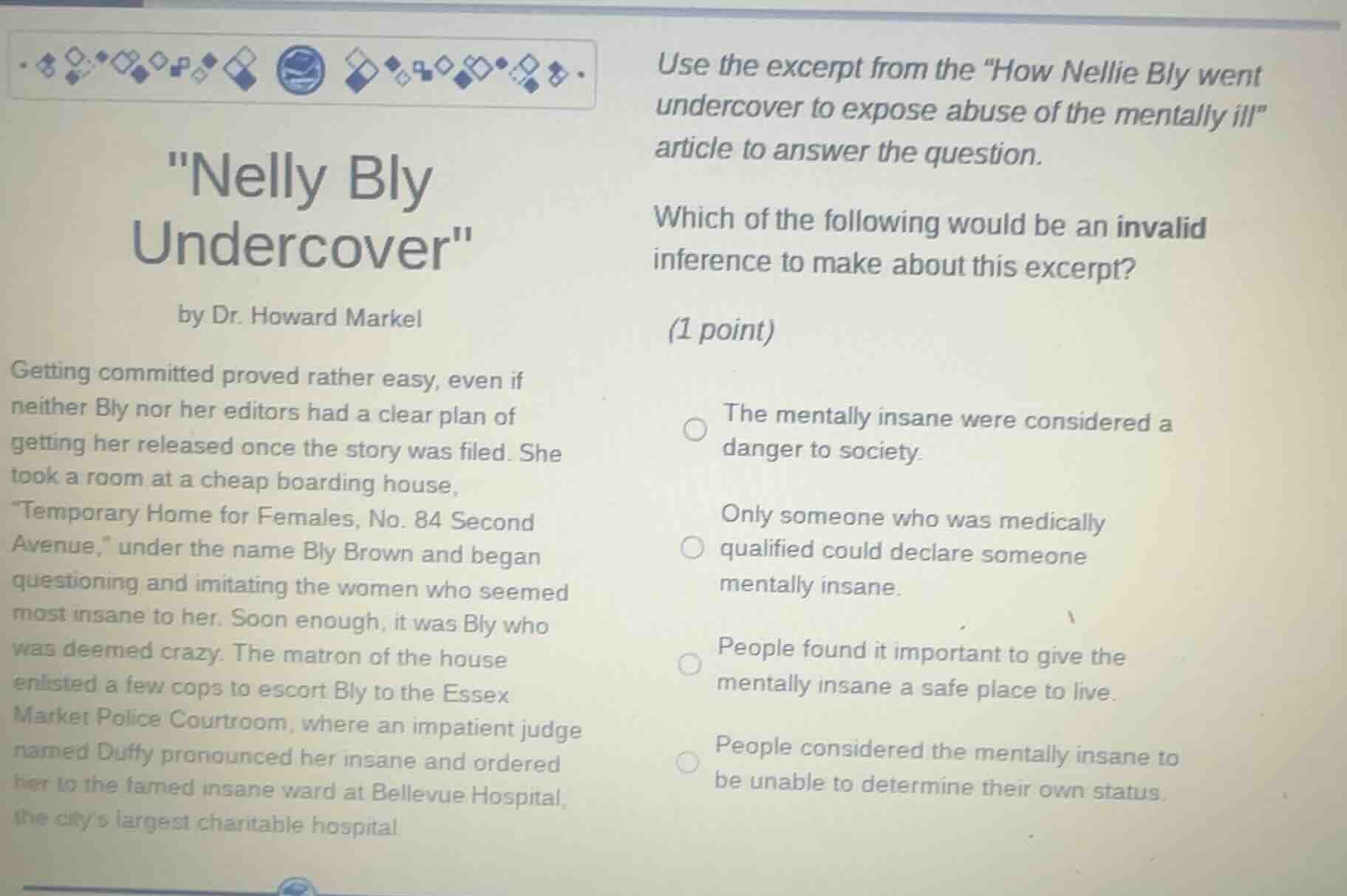 nelly bly undercover by dr. howard markel getting committed proved rath…