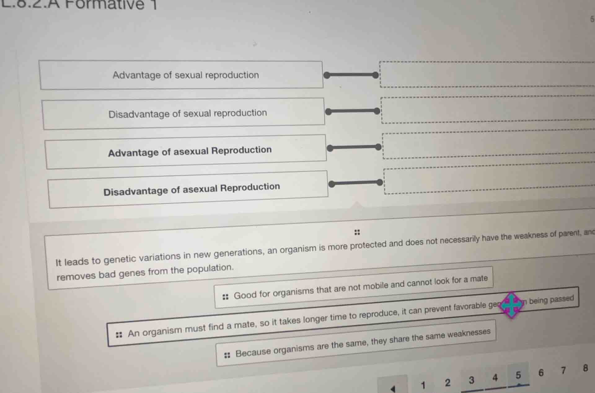 l.8.2.a formative 1 advantage of sexual reproduction disadvantage of se…
