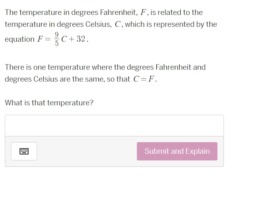 the temperature in degrees fahrenheit, f, is related to the temperature…