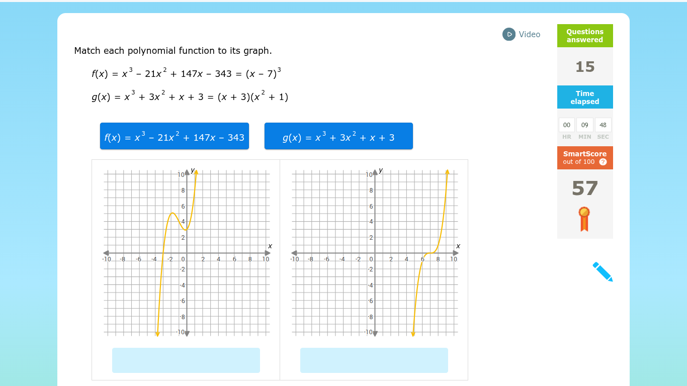 match each polynomial function to its graph. $f(x) = x^3 - 21x^2 + 147x…
