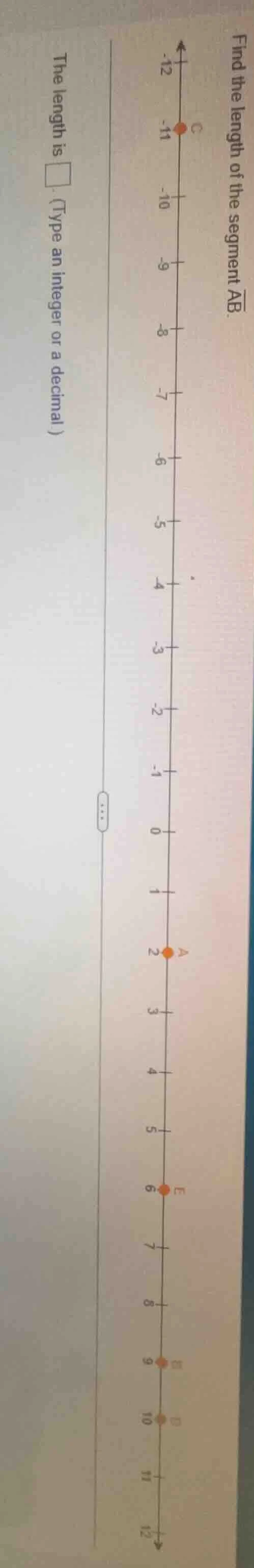 find the length of the segment (overline{ab}). the length is (square). …