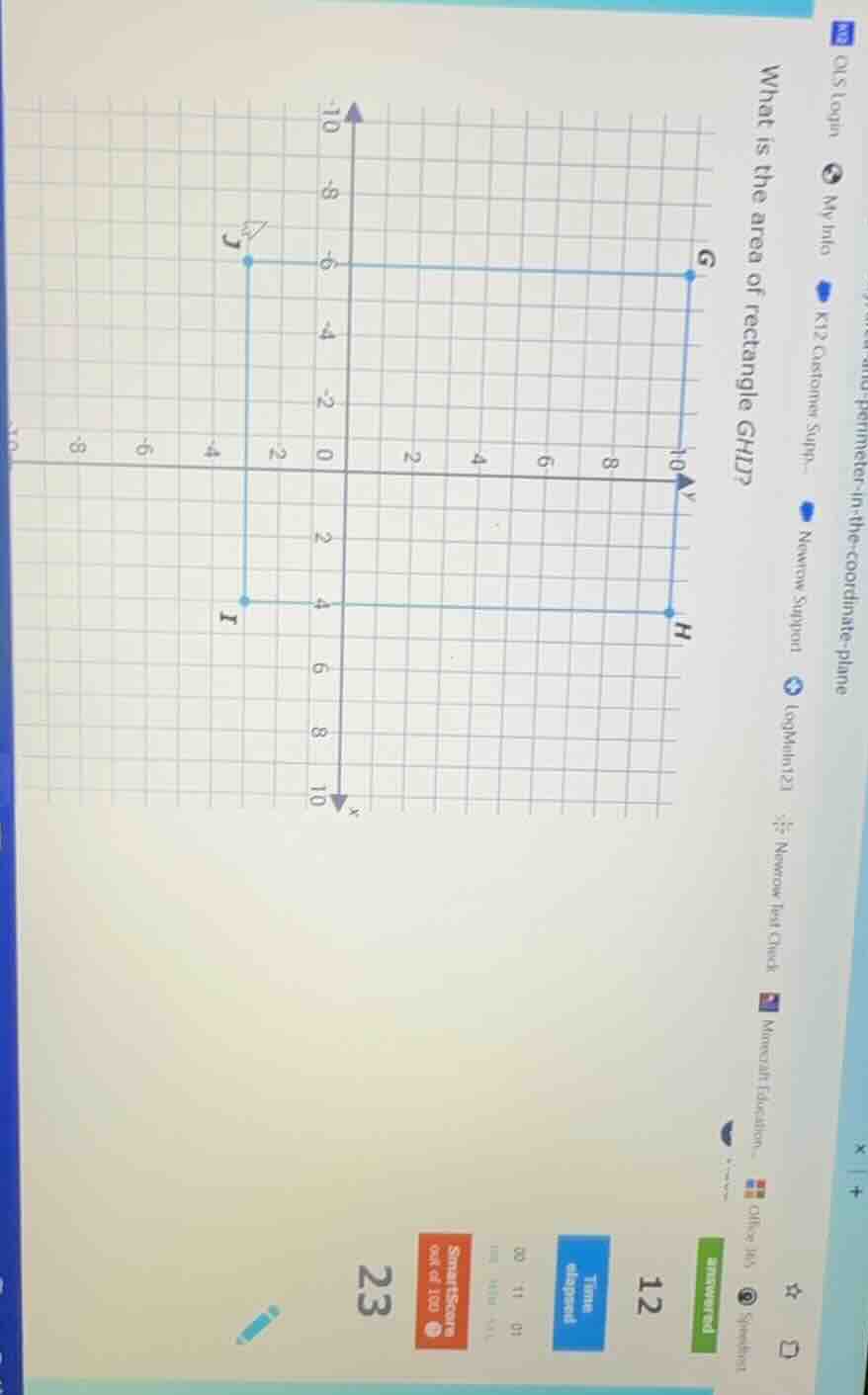 what is the area of rectangle ghij?