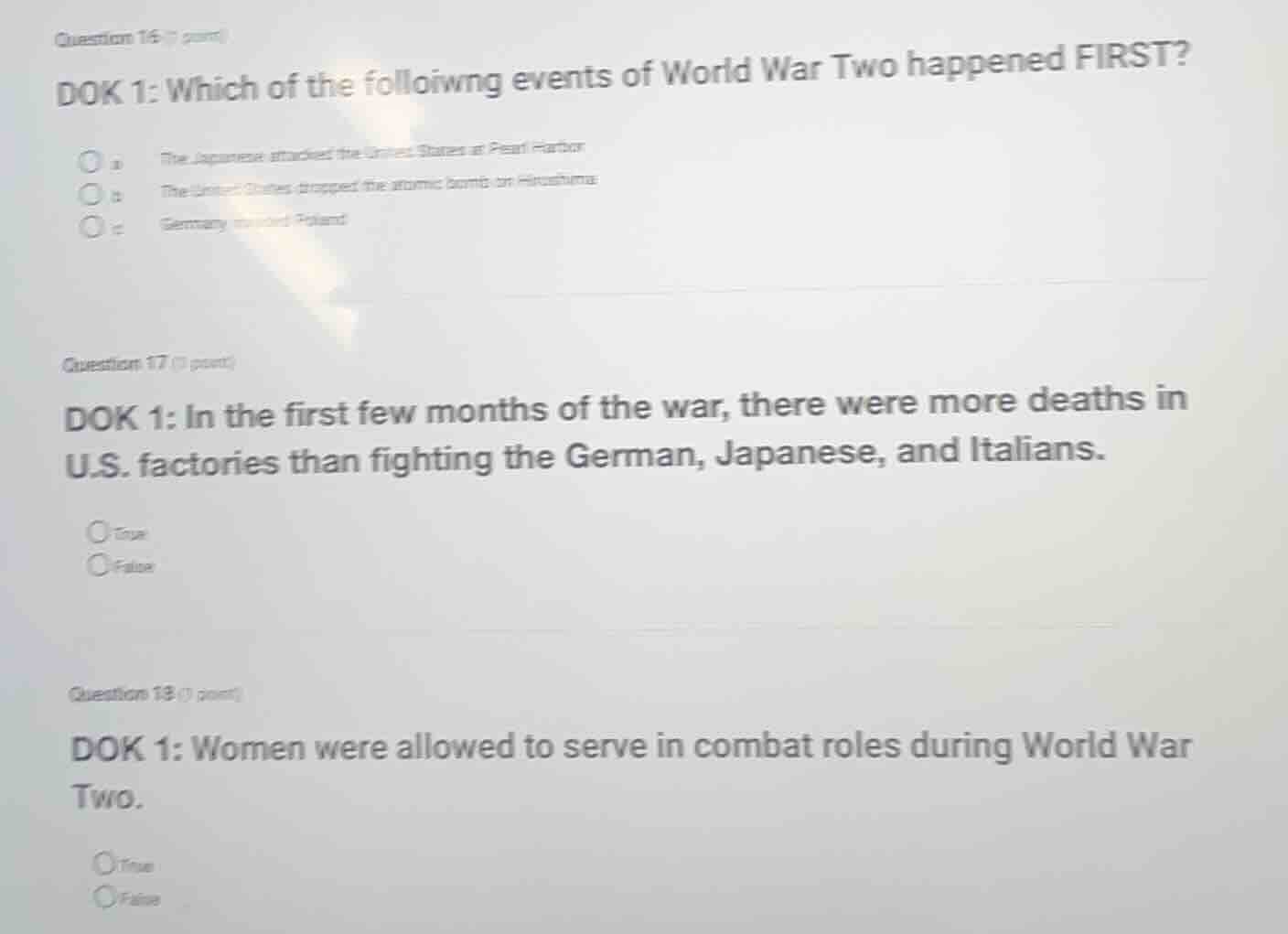 question 16 (1 point) dok 1: which of the folloiwng events of world war…