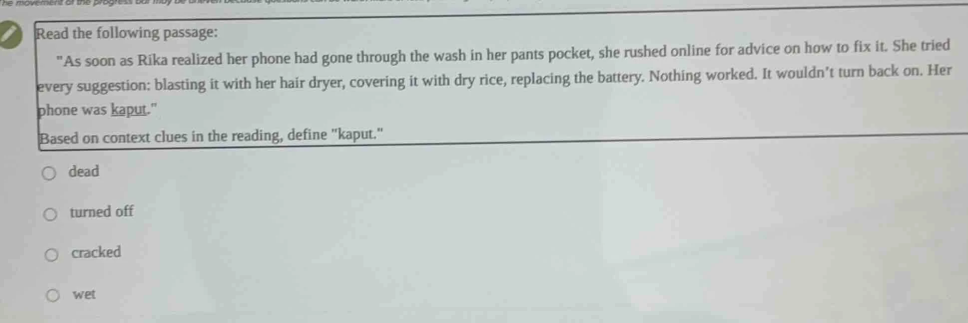 read the following passage: \as soon as rika realized her phone had gon…