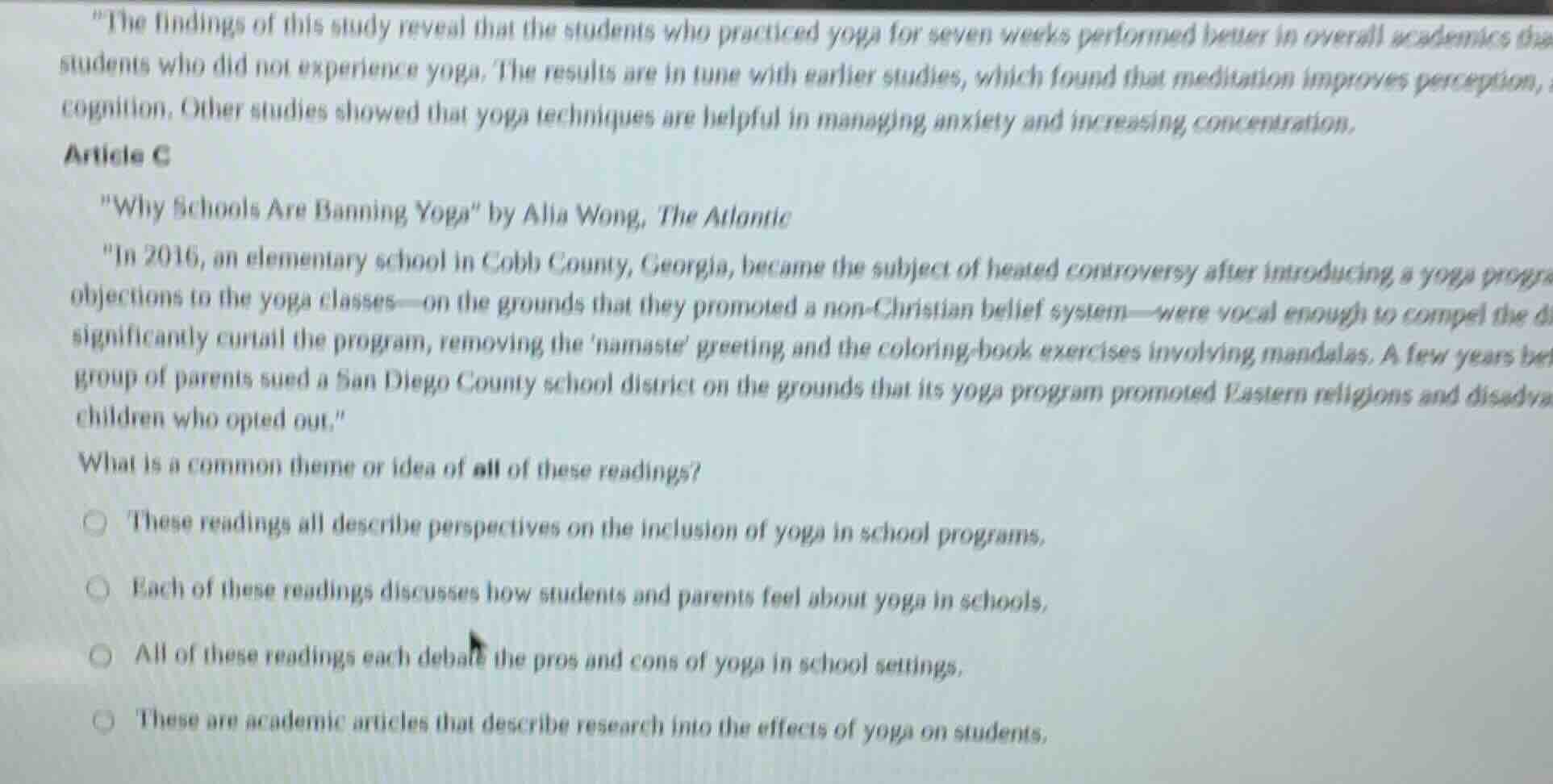the findings of this study reveal that the students who practiced yoga …