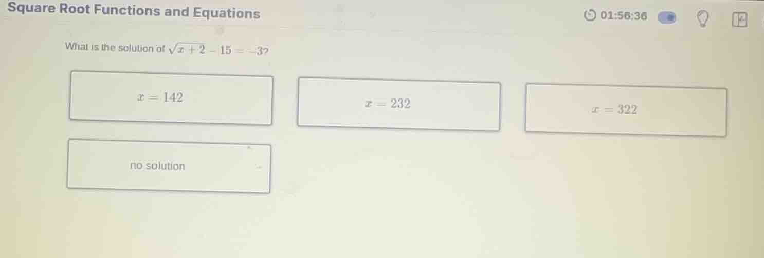 square root functions and equations what is the solution of \\(\\sqrt{x…