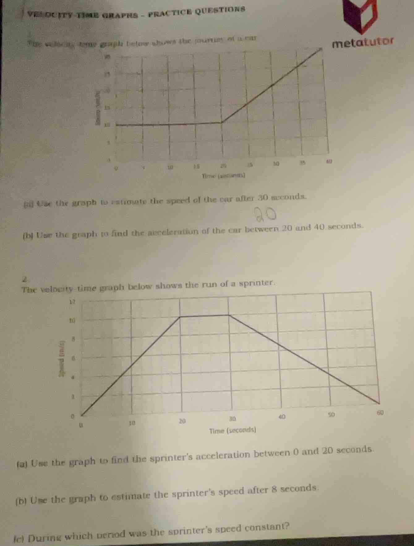 velocity time graphs - practice questions the following time graph belo…