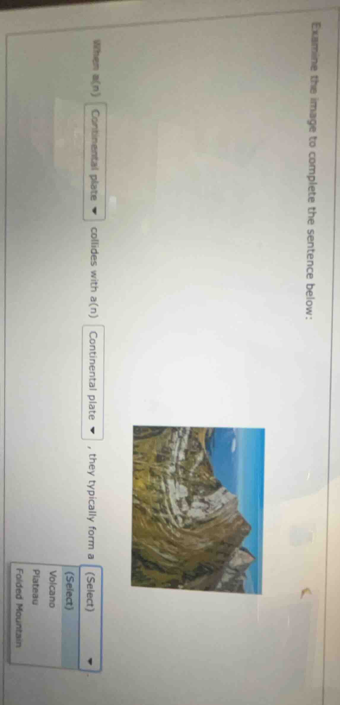 examine the image to complete the sentence below: when a(n) continental…