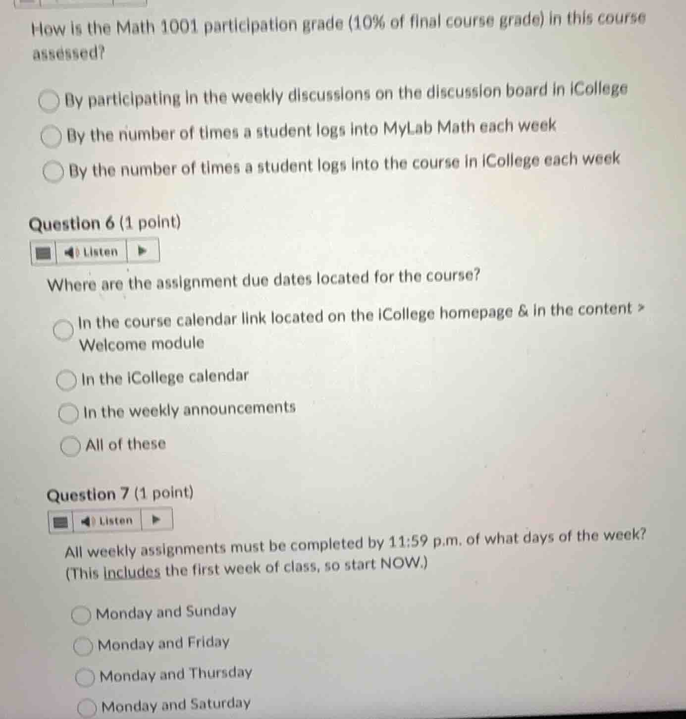 how is the math 1001 participation grade (10% of final course grade) in…