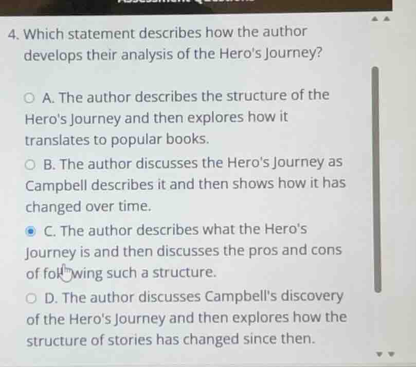 4. which statement describes how the author develops their analysis of …