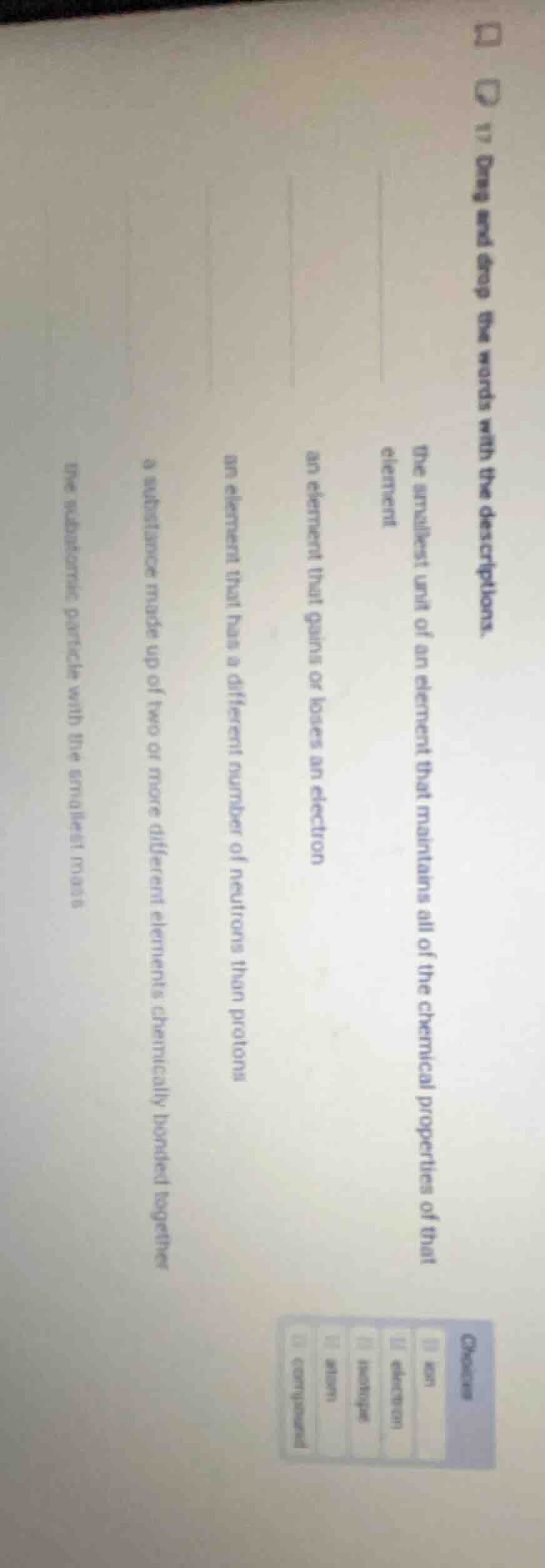 17 drag and drop the words with the descriptions. the smallest unit of …