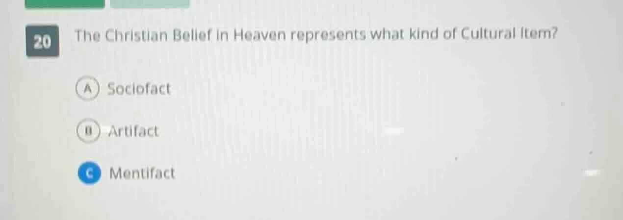 20 the christian belief in heaven represents what kind of cultural item…