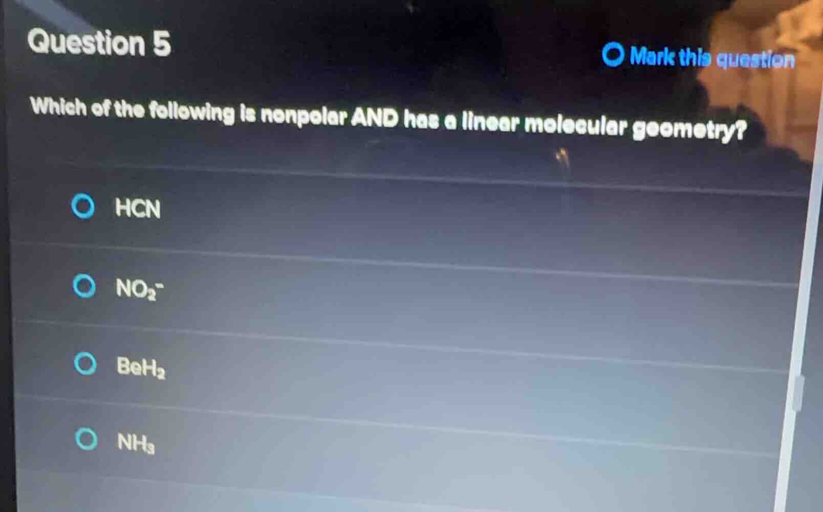 question 5 mark this question which of the following is nonpolar and ha…