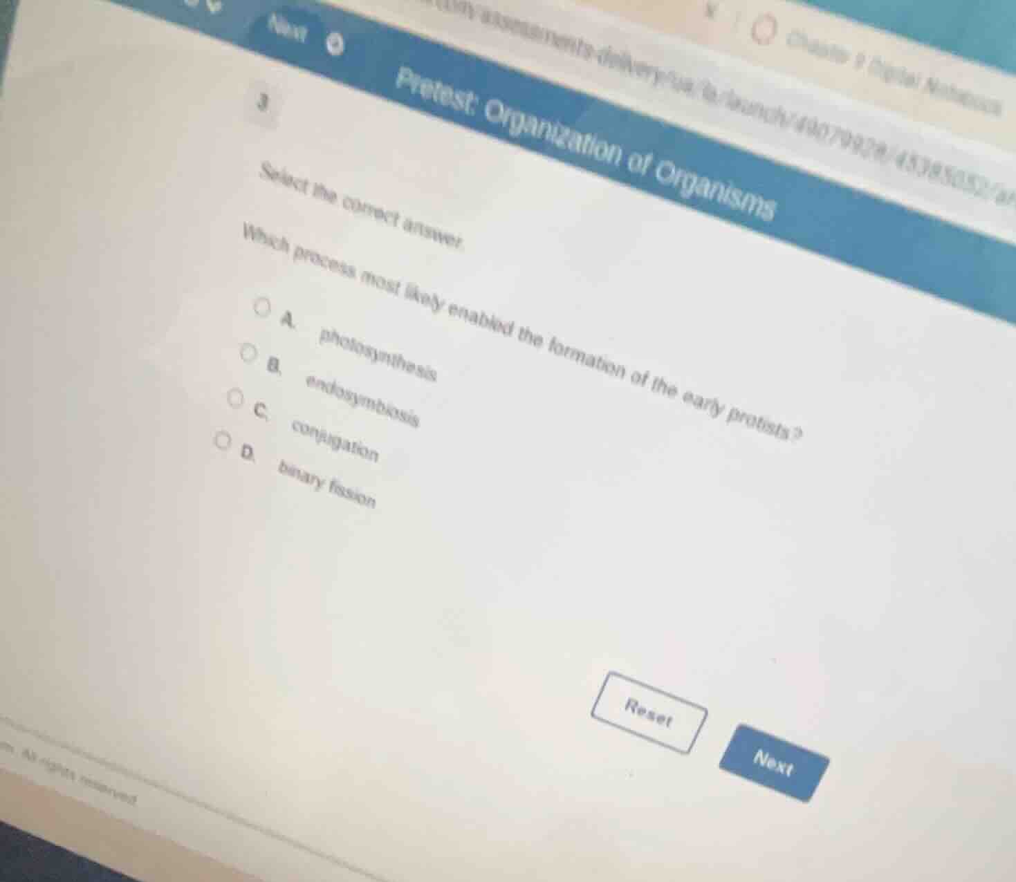 pretest: organization of organisms 3 select the correct answer. which p…